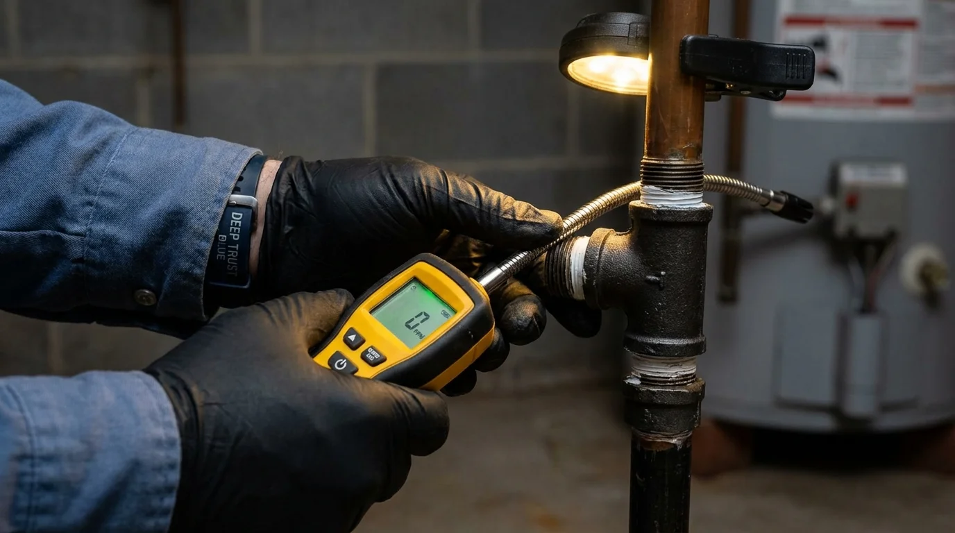 Gas leak detection with electronic sniffer by Johns Plumbing LLC in Delhi